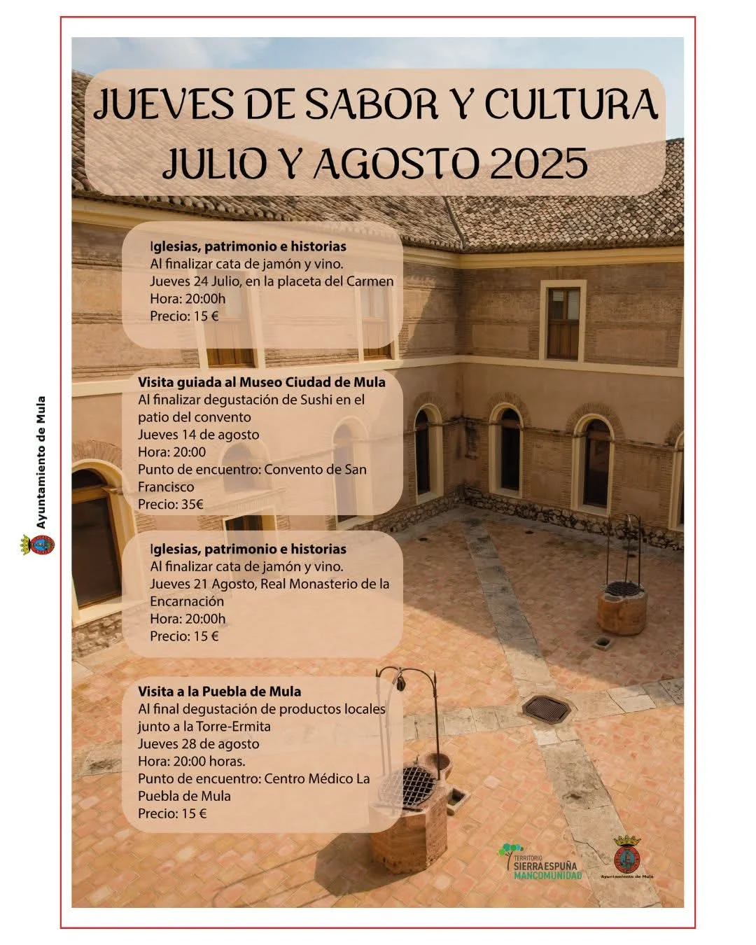 Cartel jueves de Sabor y Cultura. Julio y agosto 2025
