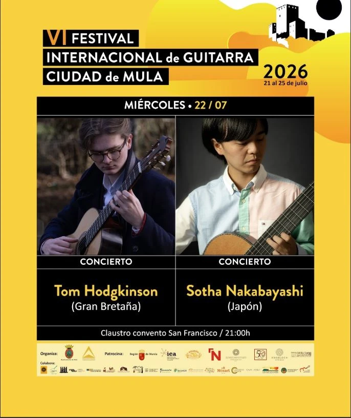Tom Hodgkinson y Sotha Nakabayashi en el Festival de Guitarra Ciudad de Mula 2026