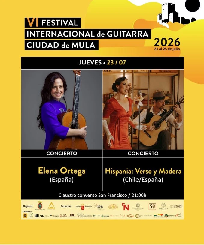 Elena Ortega e Hispania Verso y Madera en el Festival de Guitarra Ciudad de Mula 2026