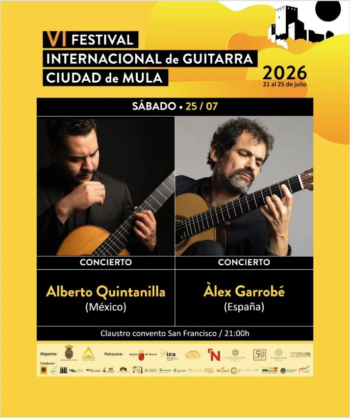 Alberto Quintanilla y Àlex Garrobé en el Festival de Guitarra Ciudad de Mula 2026